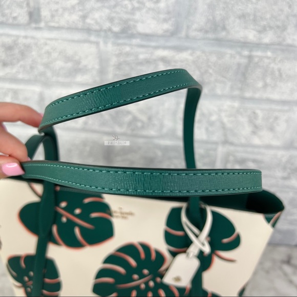 Kate Spade Large Cara Tote Shoulder Bag Monstera Leaves - Picture 5 of 9